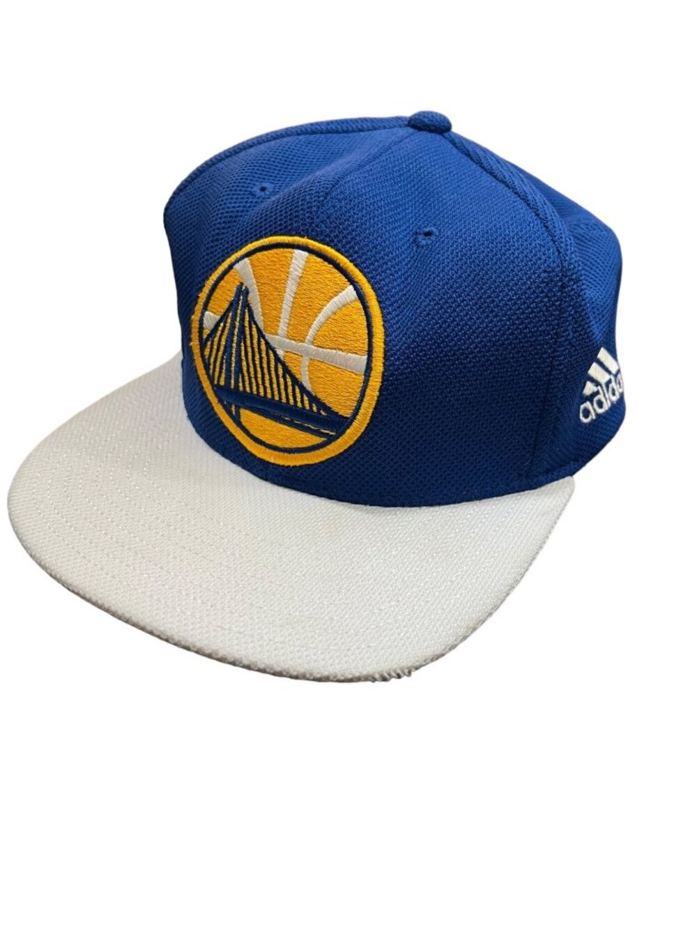 Adidas Golden State Warriors Flat Brim Blue Snapback Hat Cap NBA One Size Flat